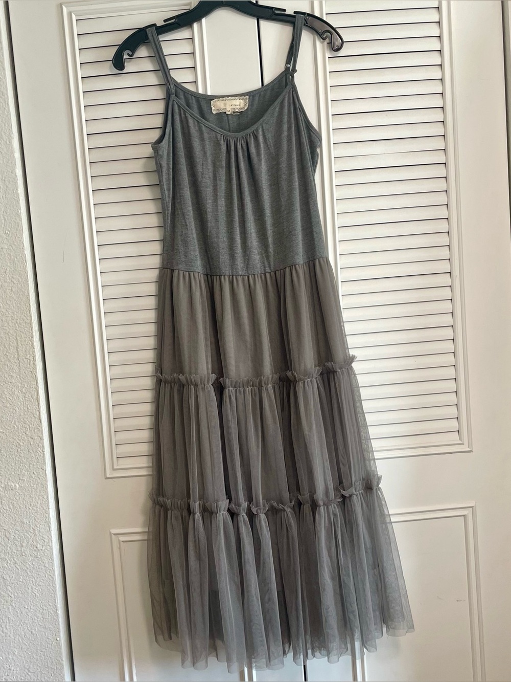A'Reve Grey Sleeveless Tiered Tulle Dress
